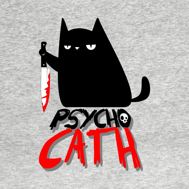 psycho killer cat with knife - new funny halloween cat lover shirt by enigmatyc